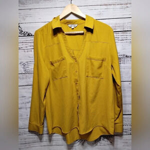 Eden Ruth Gold Toned Button Down Dressy Top size‎ Large